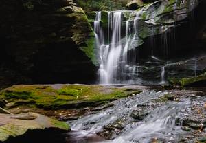 a closer up version of the second falls